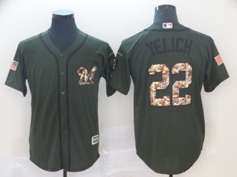 Men Milwaukee Brewers #22 Yelich Green MLB Jersey->milwaukee brewers->MLB Jersey